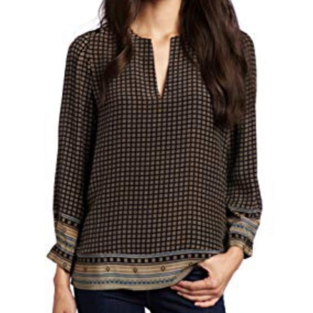 Joie Amy Silk Tunic Top Blouse Small V-neck Business Casual Festival Prairie